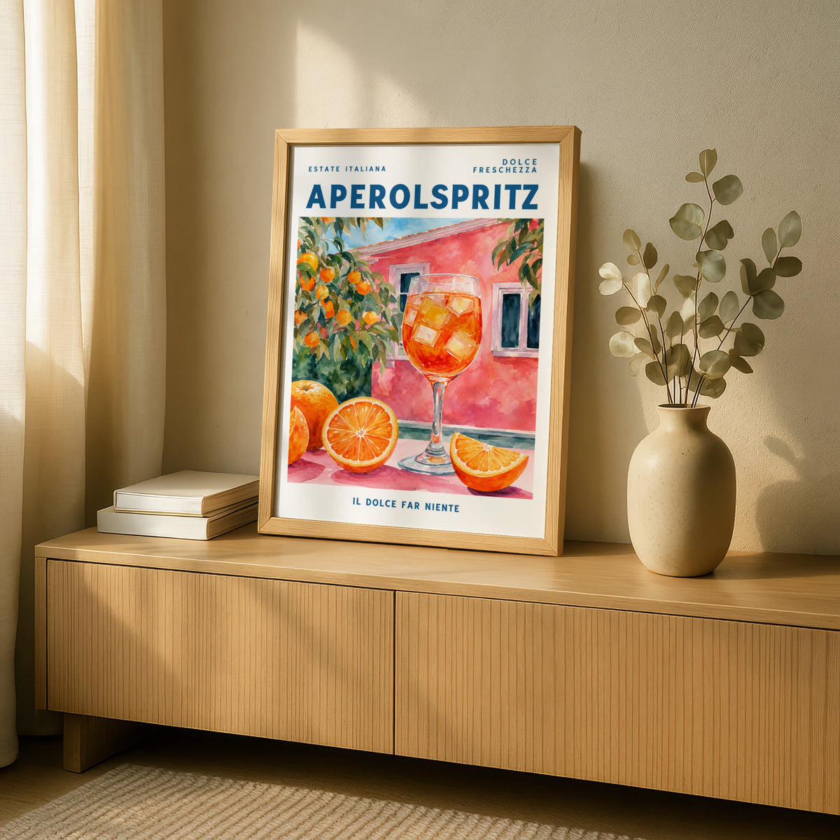 Aperol Spritz Poster, Italian Summer Cocktail Wall Art, Watercolour Bar Print, Kitchen Decor