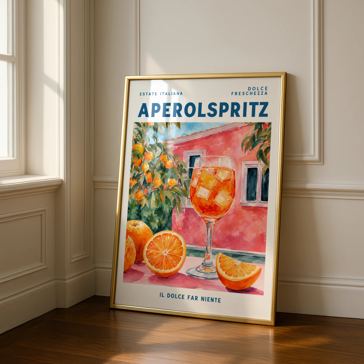 Aperol Spritz Poster, Italian Summer Cocktail Wall Art, Watercolour Bar Print, Kitchen Decor