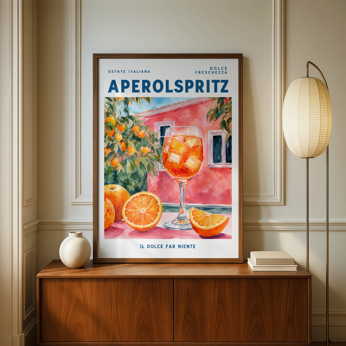 Aperol Spritz Poster, Italian Summer Cocktail Wall Art, Watercolour Bar Print, Kitchen Decor