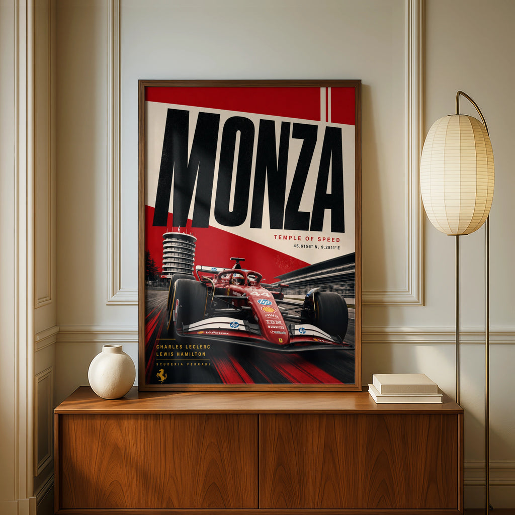 Monza F1 Poster, Ferrari Racing Wall Art, Temple of Speed, Italian Grand Prix Print