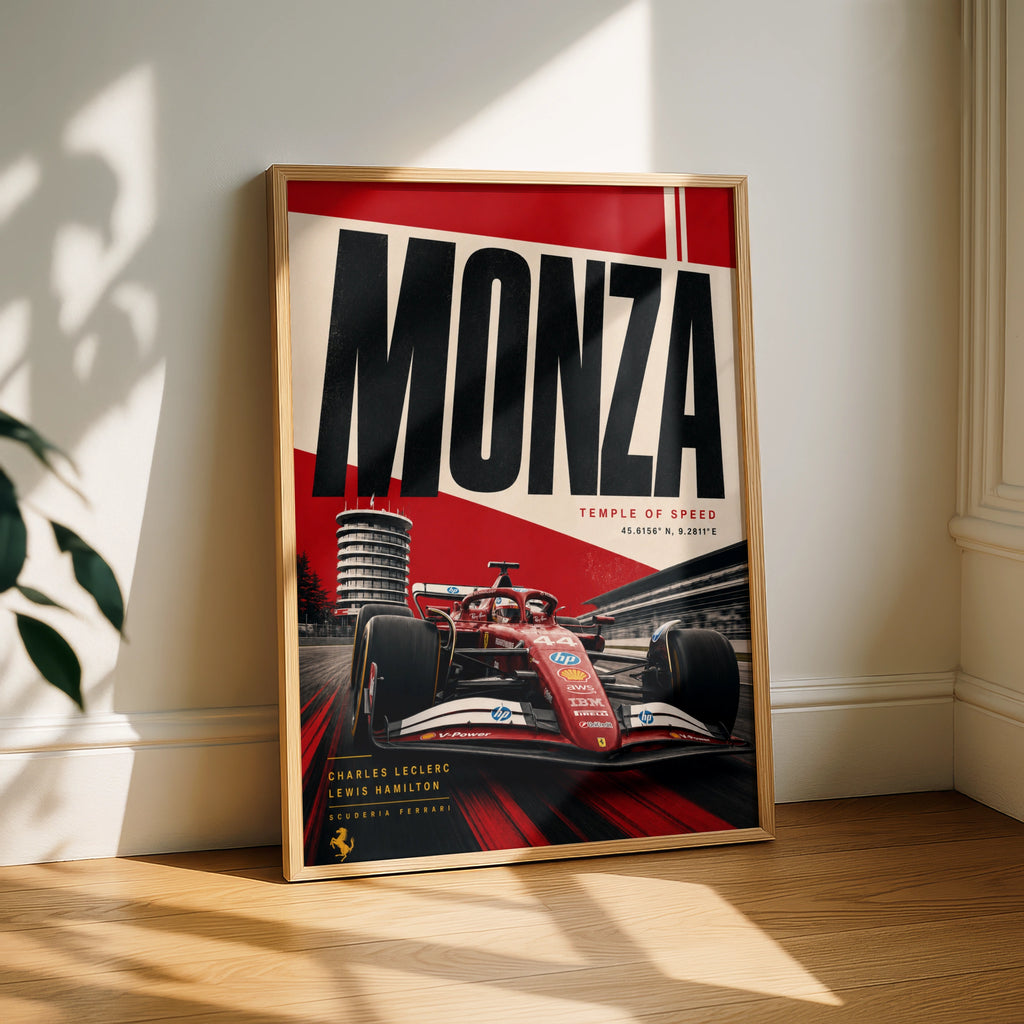 Monza F1 Poster, Ferrari Racing Wall Art, Temple of Speed, Italian Grand Prix Print