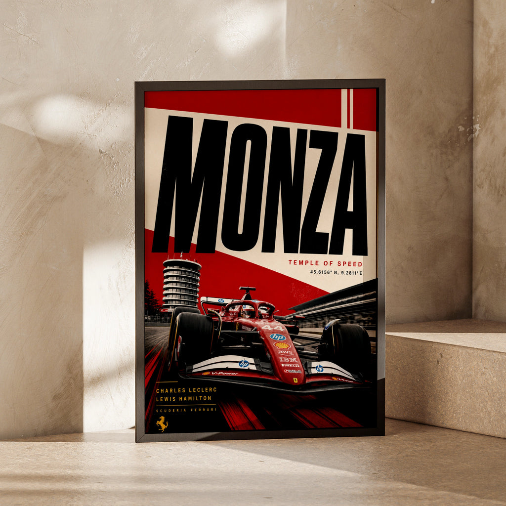 Monza F1 Poster, Ferrari Racing Wall Art, Temple of Speed, Italian Grand Prix Print