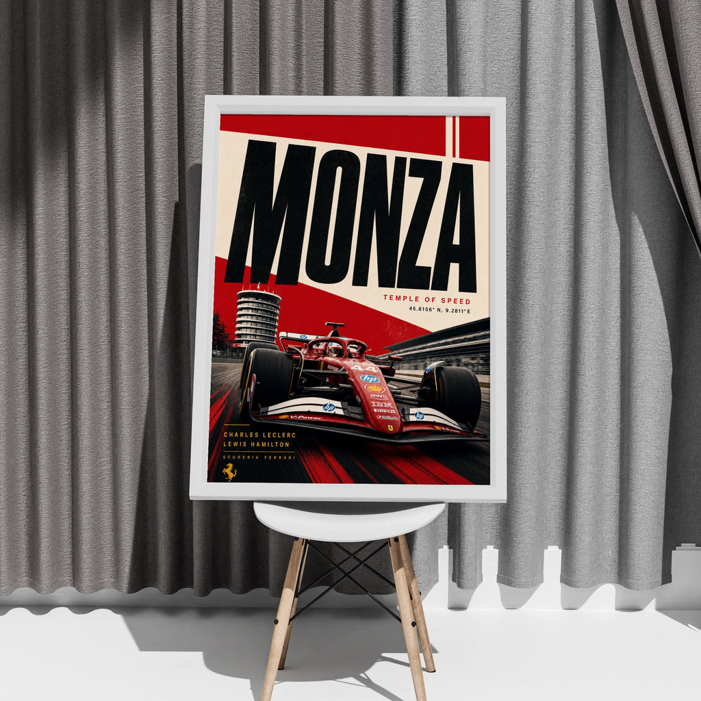 Monza F1 Poster, Ferrari Racing Wall Art, Temple of Speed, Italian Grand Prix Print