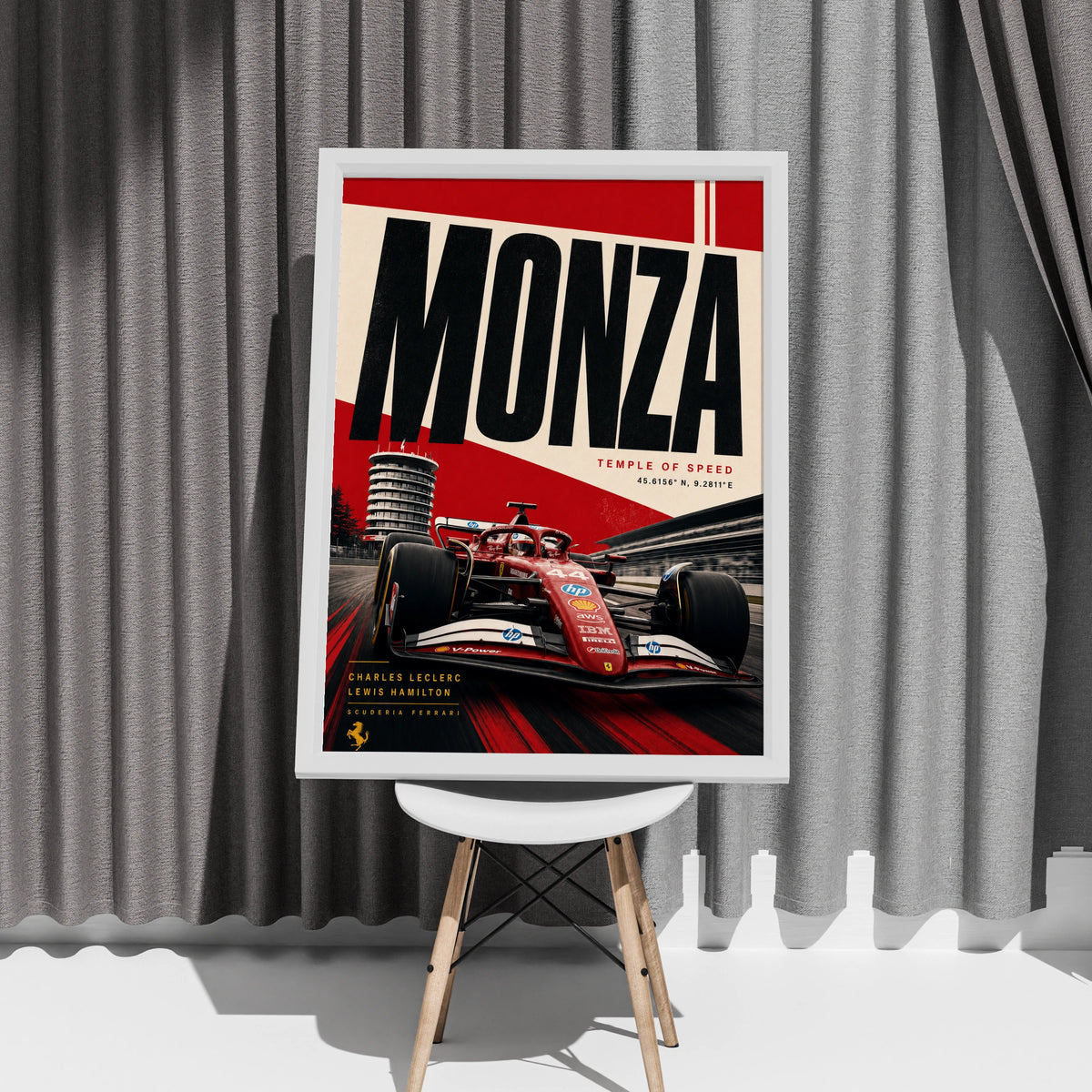 Monza F1 Poster, Ferrari Racing Wall Art, Temple of Speed, Italian Grand Prix Print