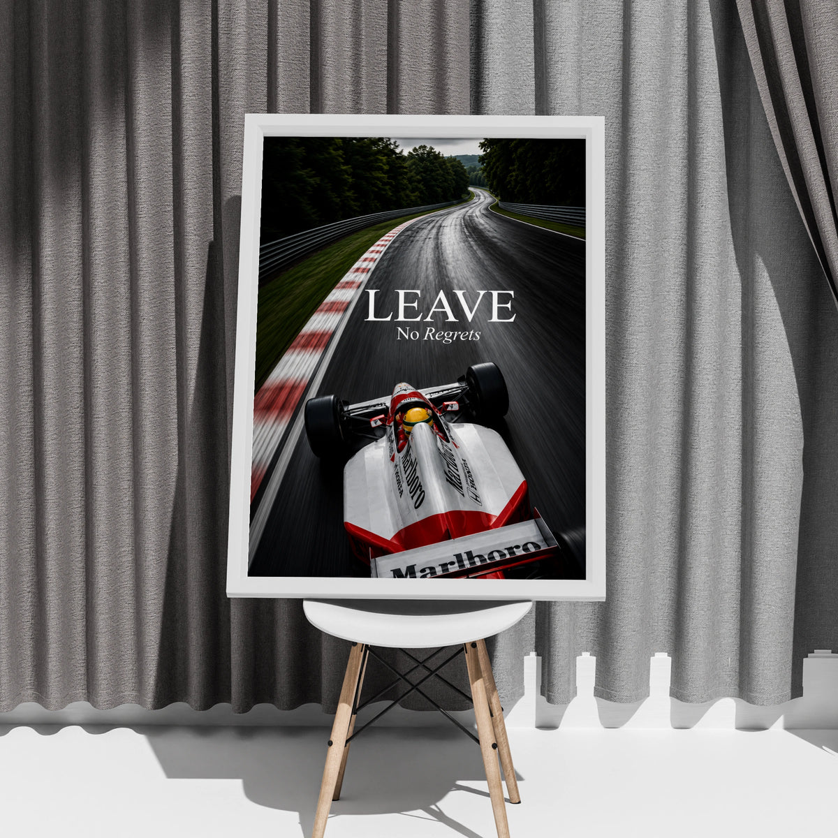 Formula One Racing Car Poster, Leave No Regrets Quote, Motivational F1 Wall Art Print