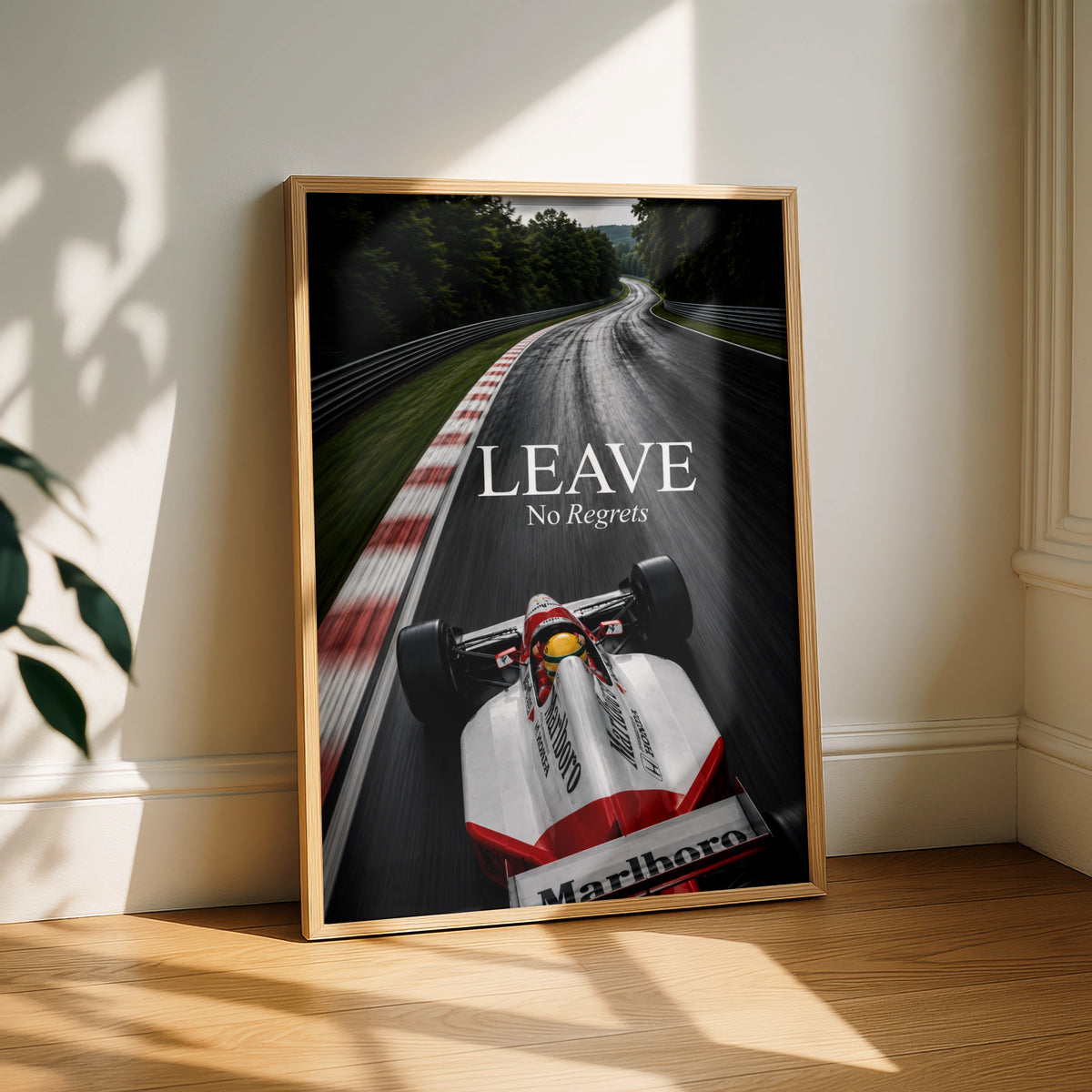 Formula One Racing Car Poster, Leave No Regrets Quote, Motivational F1 Wall Art Print