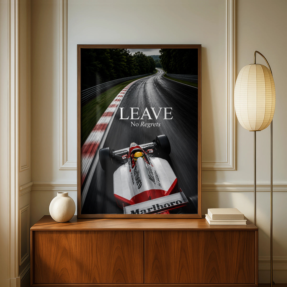 Formula One Racing Car Poster, Leave No Regrets Quote, Motivational F1 Wall Art Print