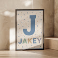 Personalized Name Print, Letter  Boys Nursery Poster, Star Wall Art, Baby Gift