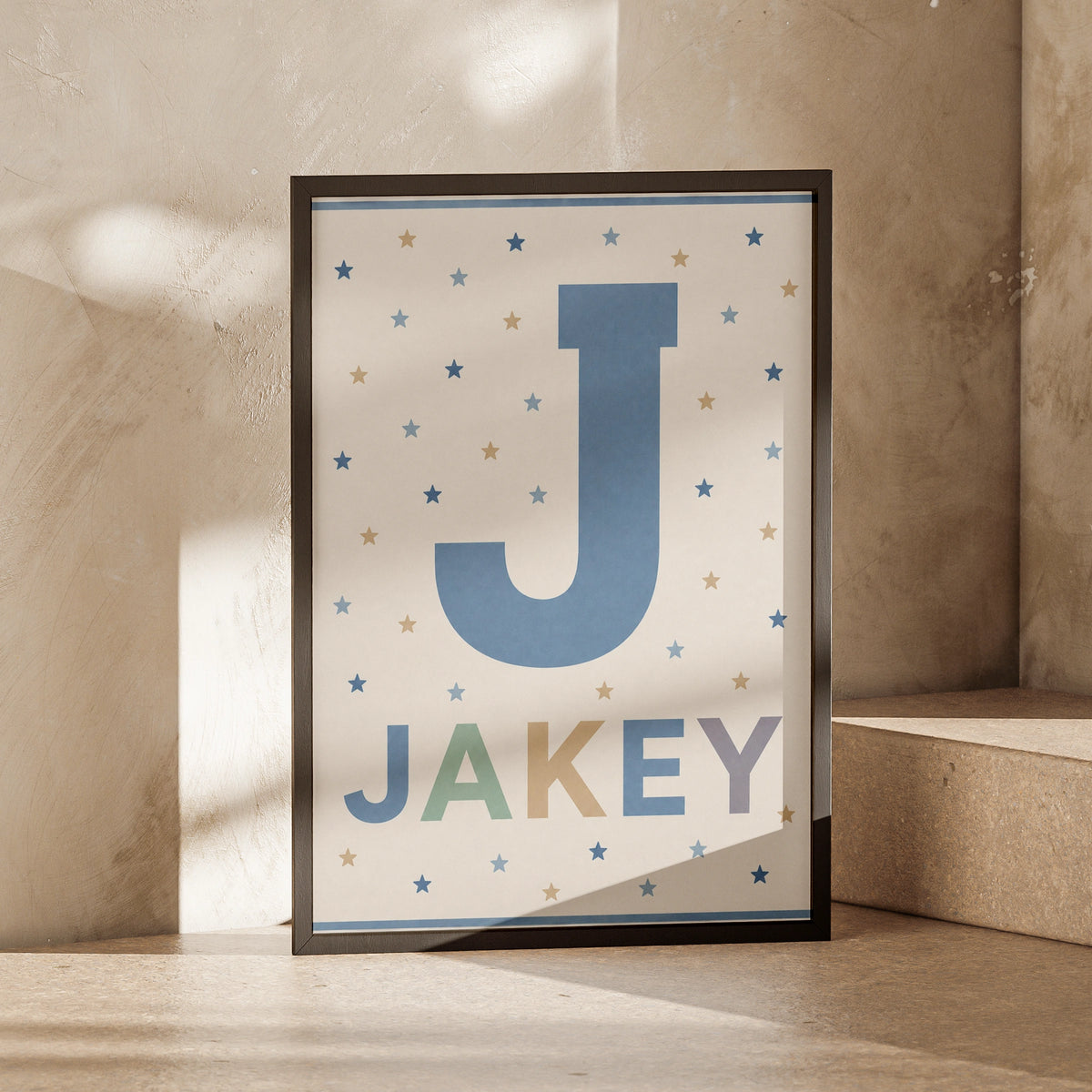 Personalized Name Print, Letter  Boys Nursery Poster, Star Wall Art, Baby Gift