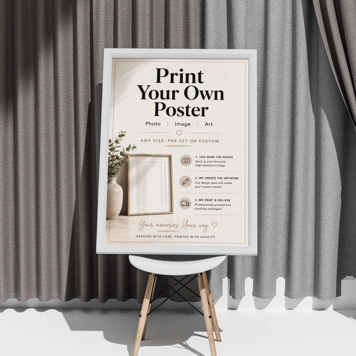 Custom Photo Poster, Print Your Own Image, Personalised Wall Art Any Size