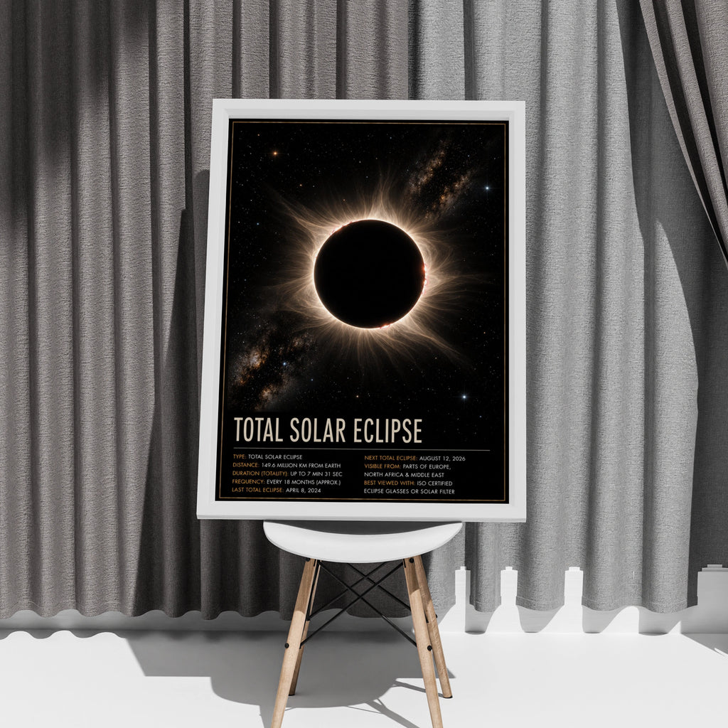 Total Solar Eclipse Poster, Space Wall Art, Astronomy Print, Solar Corona Decor
