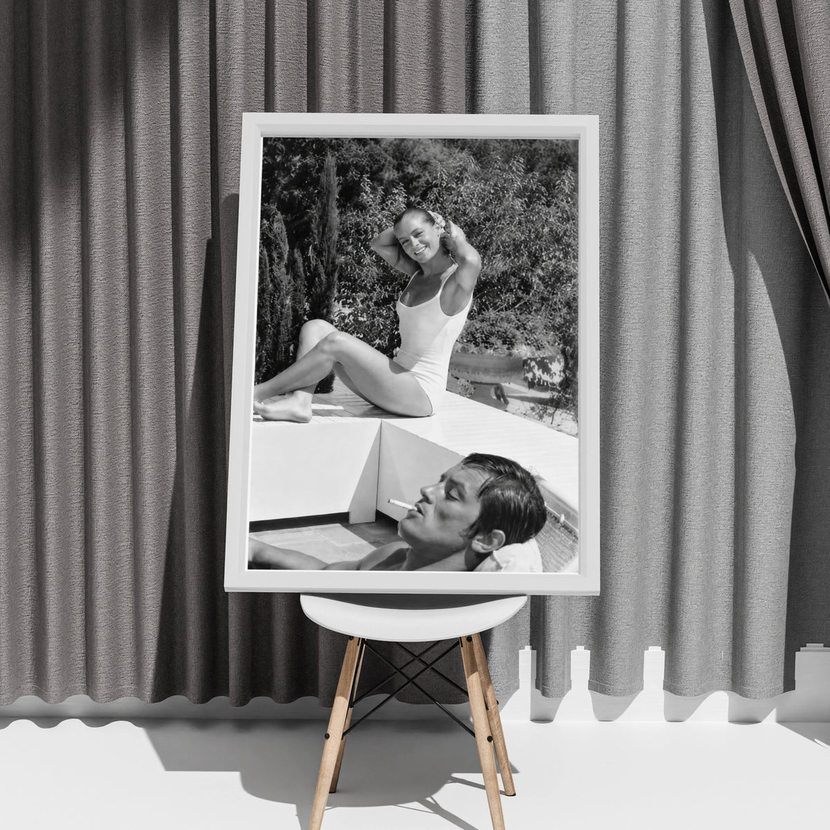 Romy Schneider Alain Delon Poster, Vintage Black and White Celebrity Wall Art Print