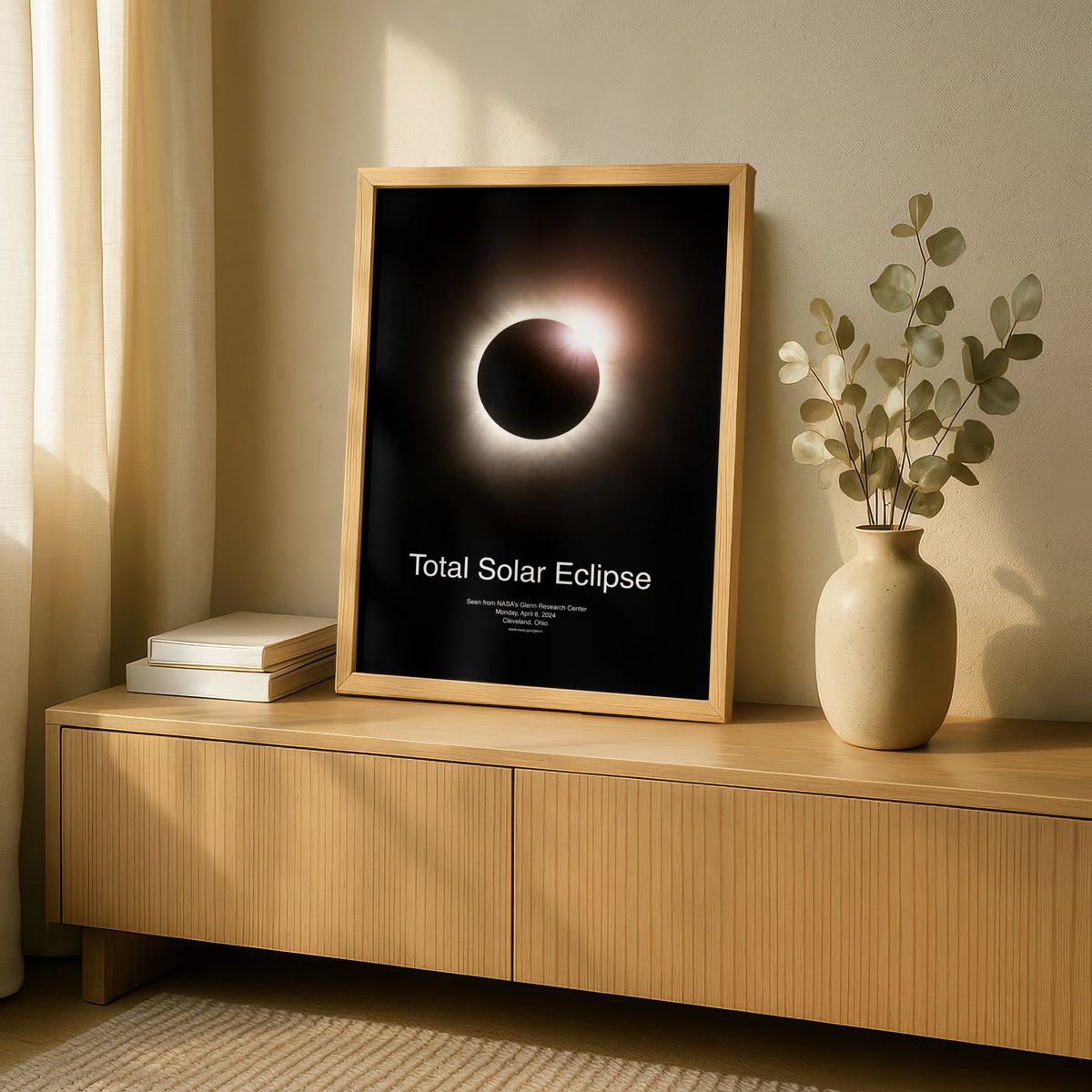 Total Solar Eclipse Poster, April 2024 NASA Photo, Space Wall Art, Black Corona Print
