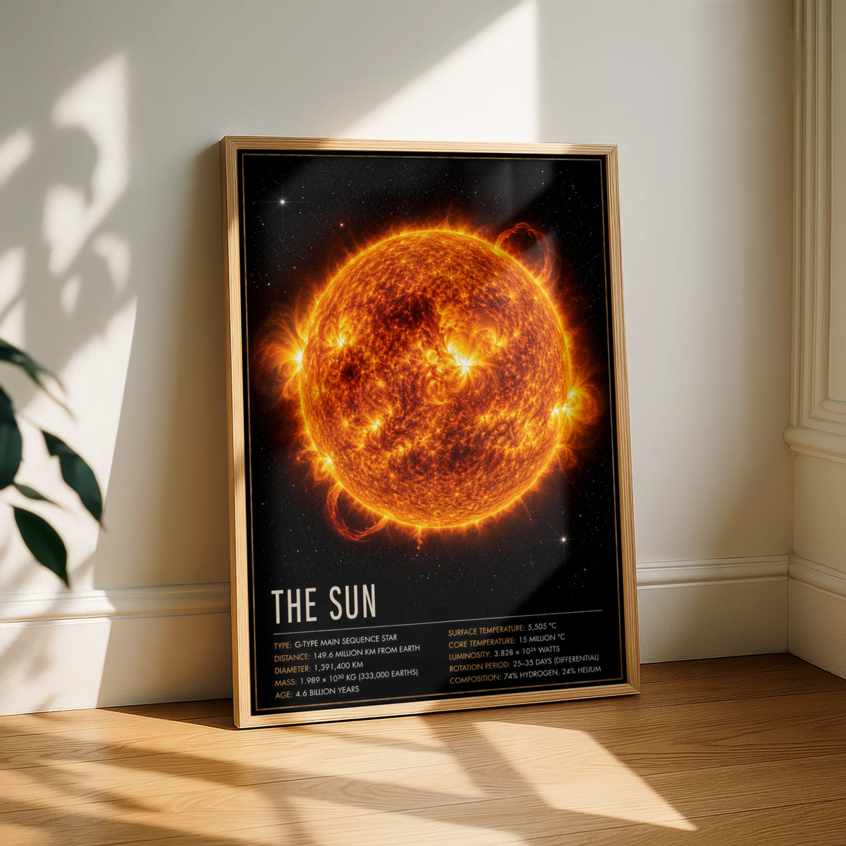 The Sun Space Poster, Solar System Wall Art, Astronomy Science Print, Office Decor
