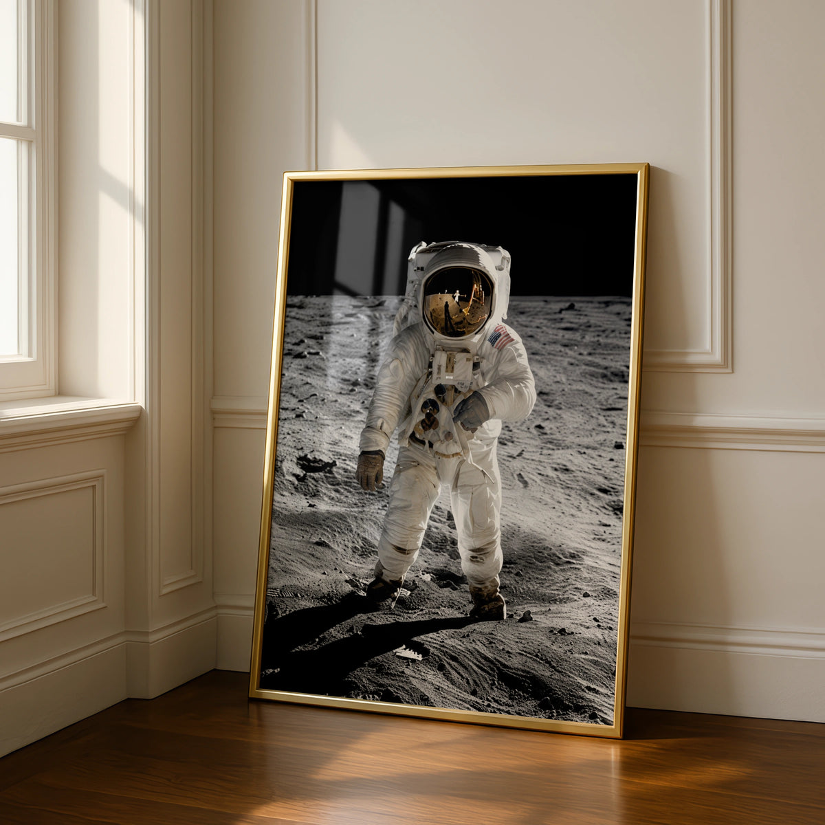 Astronaut Moon Landing Poster, Space Explorer Wall Art, NASA Lunar Print