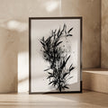 Bamboo Ink Wash Poster, Black White Japanese Botanical Wall Art Print, Zen Decor
