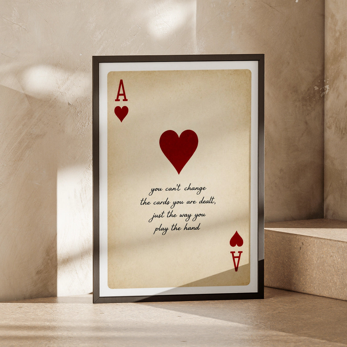 Ace of Hearts Playing Card Quote Poster, Vintage Card Wall Art Print, Mancave