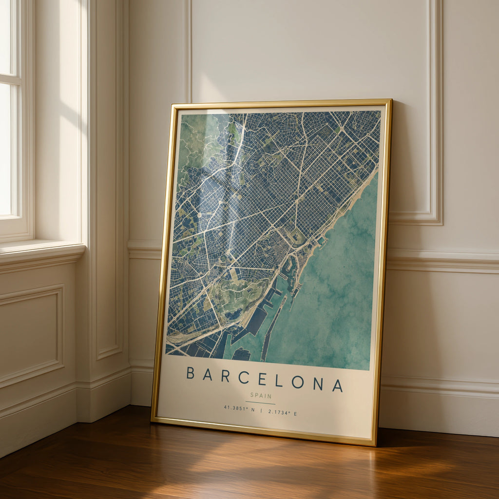 Barcelona Map Poster, Spain City Map Print, Watercolour Street Map, Travel Wall Art