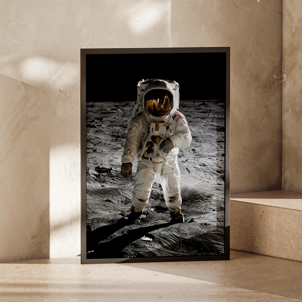 Astronaut Moon Landing Poster, Space Explorer Wall Art, NASA Lunar Print