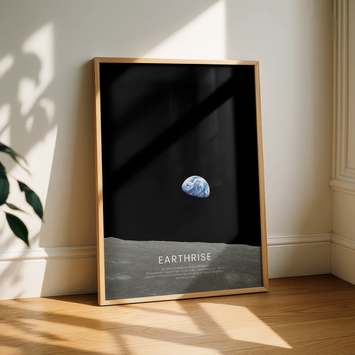Earthrise Apollo 8 Space Poster, NASA Moon Photography Wall Art, Astronomy Print