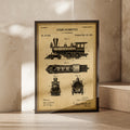Steam Locomotive Patent Print, Vintage Train Blueprint Poster, Railway Wall Art