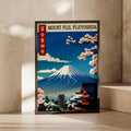 Mount Fuji Poster, Fujiyoshida Japan Travel Print, Cherry Blossom Wall Art