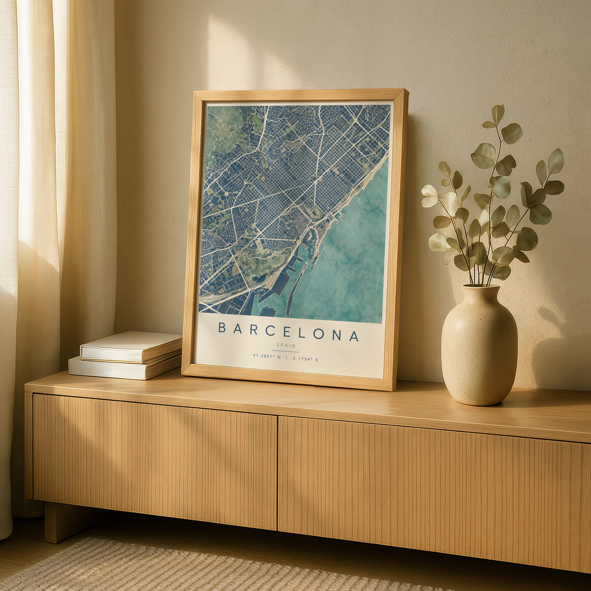 Barcelona Map Poster, Spain City Map Print, Watercolour Street Map, Travel Wall Art