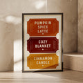 Pumpkin Spice Latte Autumn Ticket Poster, Cozy Fall Wall Art, Warm Burnt Orange Print