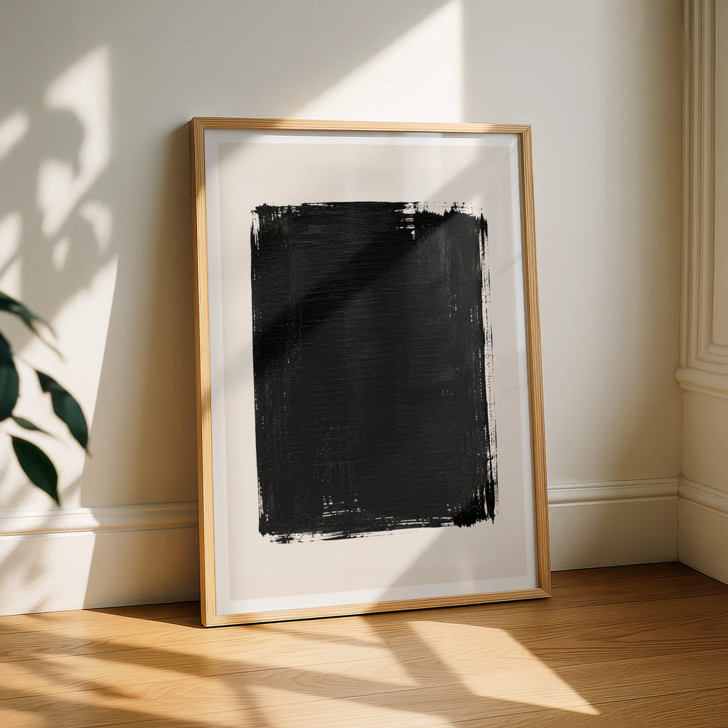 Black Abstract Brushstroke Poster, Minimalist Wall Art, Ink Square Print, Modern Decor