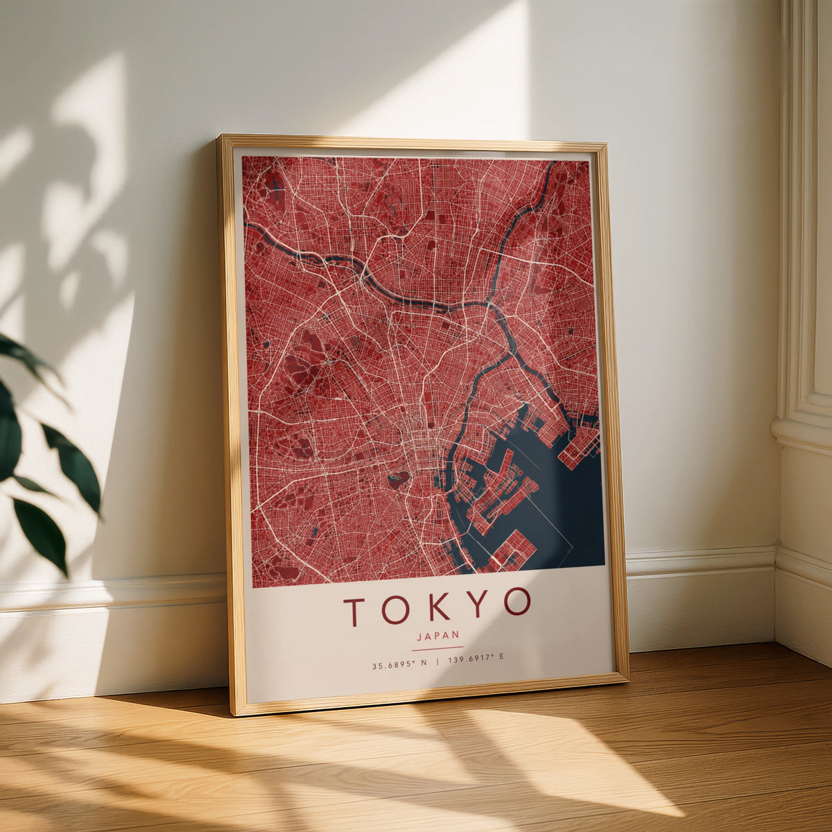 Tokyo Map Poster, Japan City Street Map Print, Red Navy Wall Art, Travel Gift