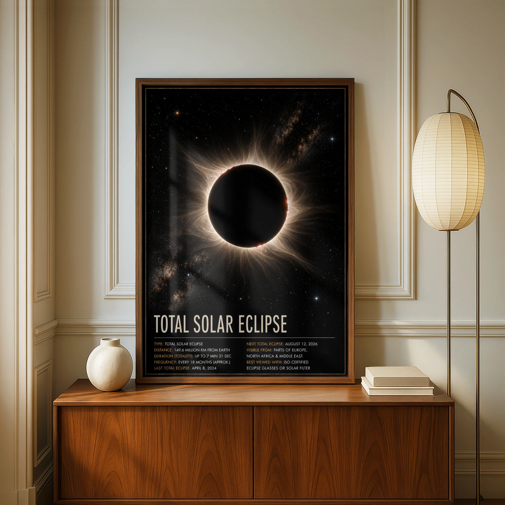 Total Solar Eclipse Poster, Space Wall Art, Astronomy Print, Solar Corona Decor