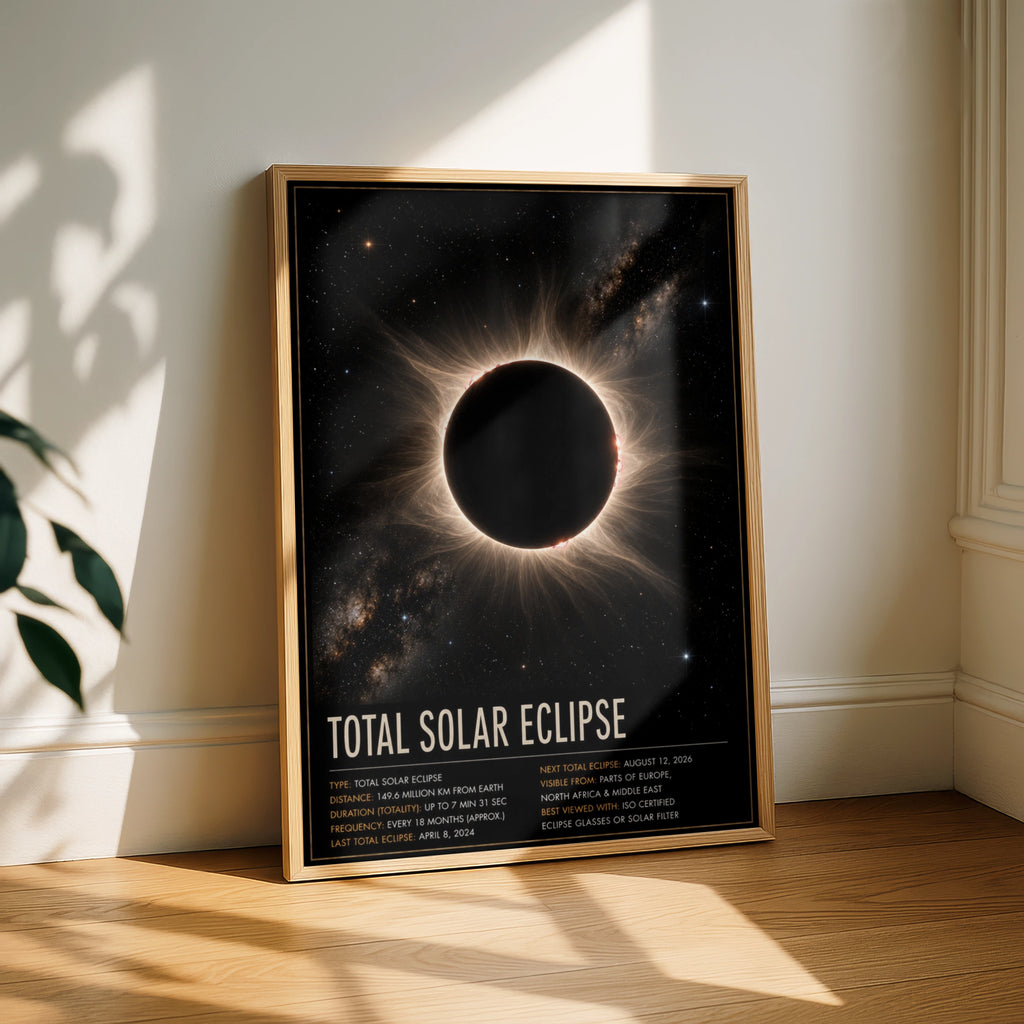 Total Solar Eclipse Poster, Space Wall Art, Astronomy Print, Solar Corona Decor