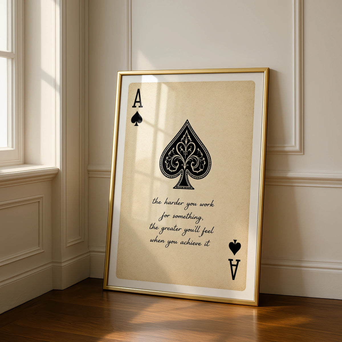 Ace of Spades Motivational Quote Poster, Vintage Playing Card Wall Art Print