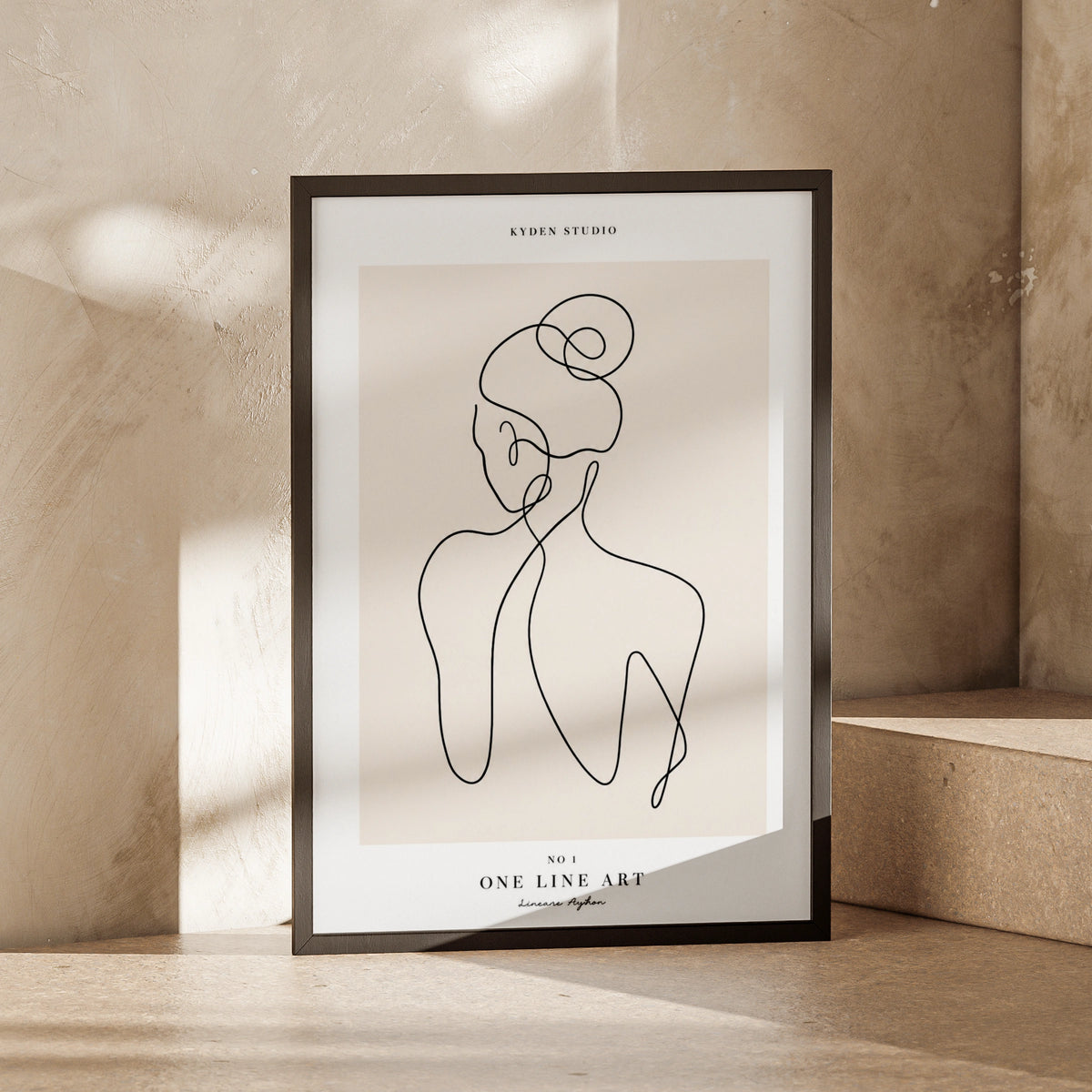 One Line Art Woman Poster, Minimalist Female Figure Print, Beige Wall Art