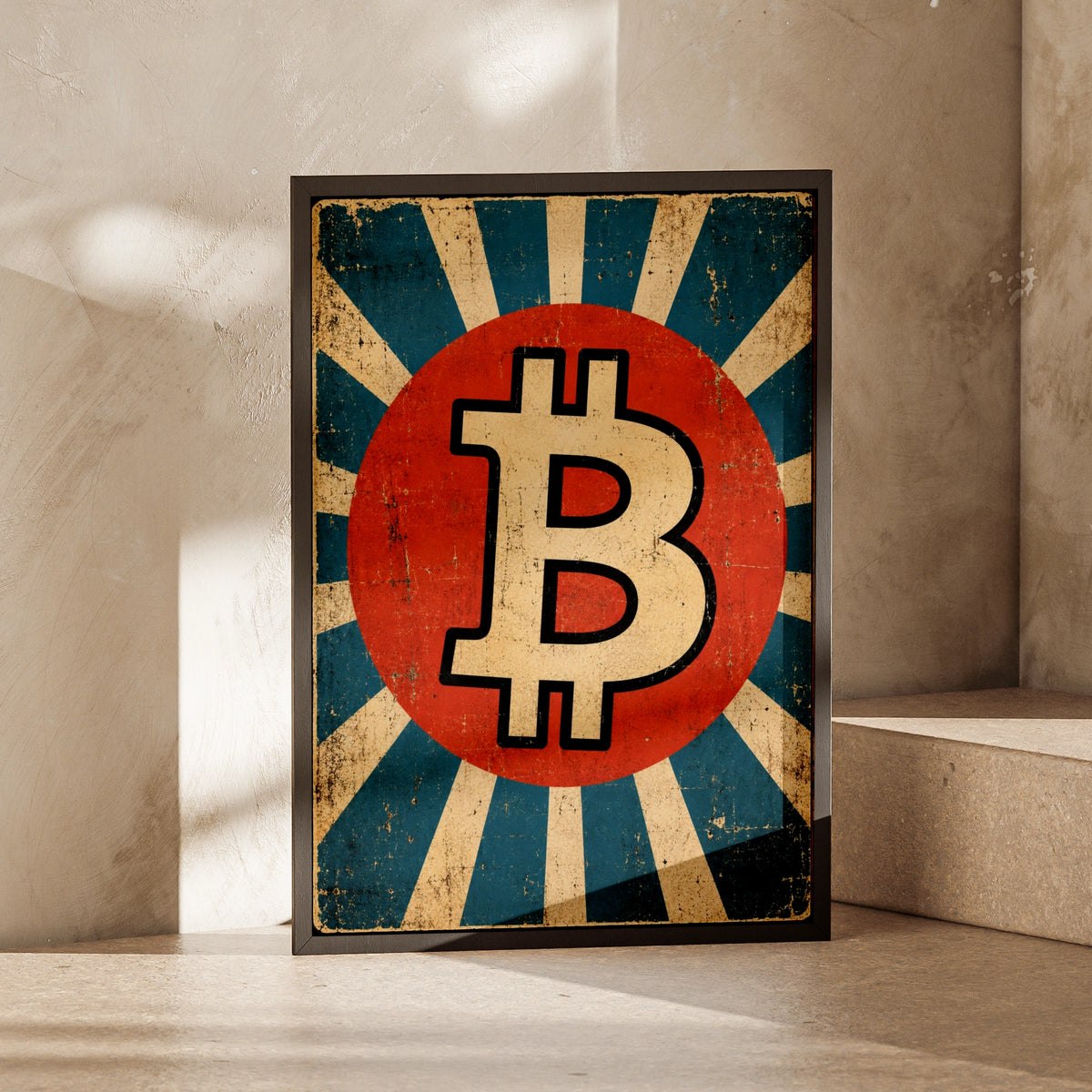 Bitcoin Retro Vintage Poster, Crypto Wall Art, BTC Symbol Print, Office Decor
