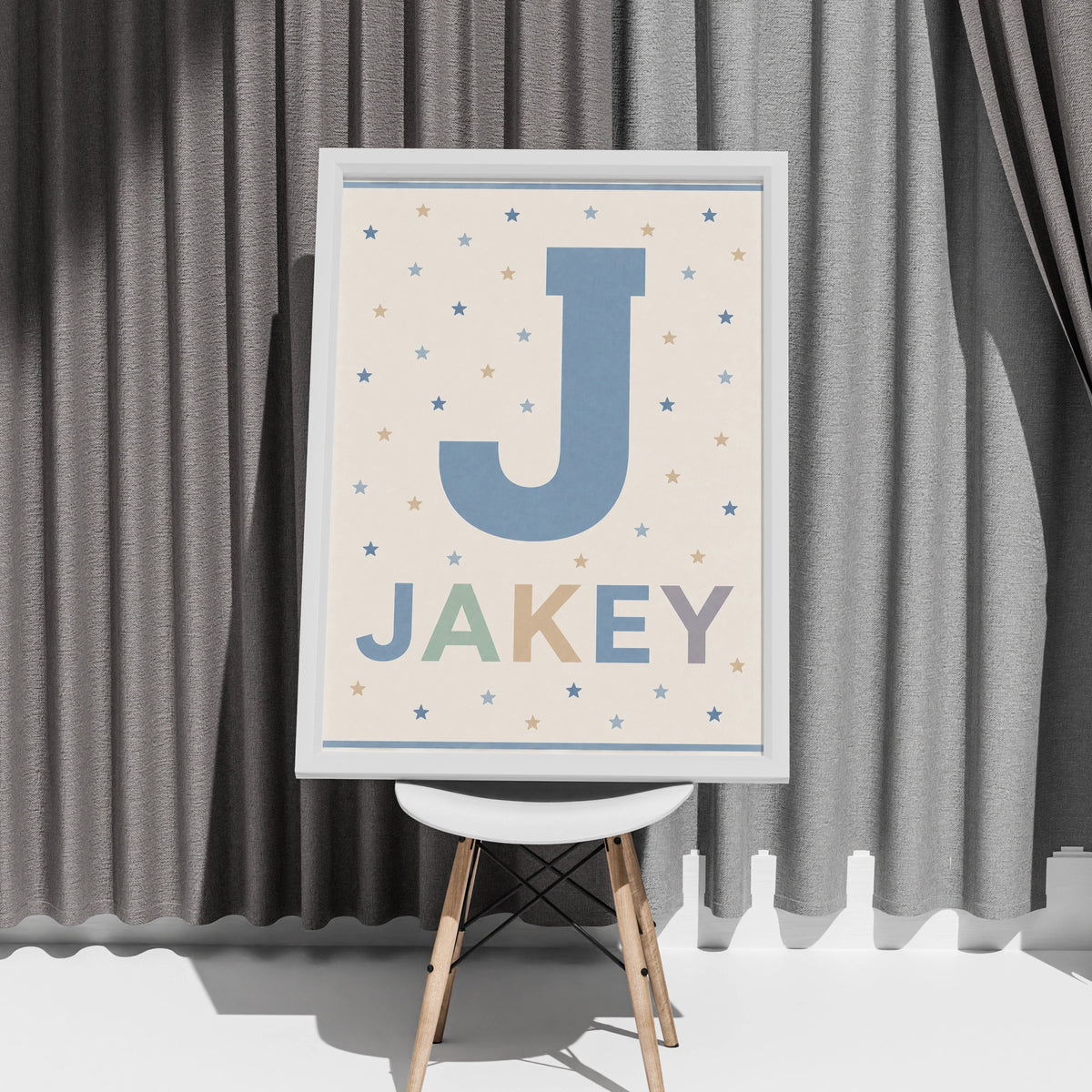 Personalized Name Print, Letter  Boys Nursery Poster, Star Wall Art, Baby Gift