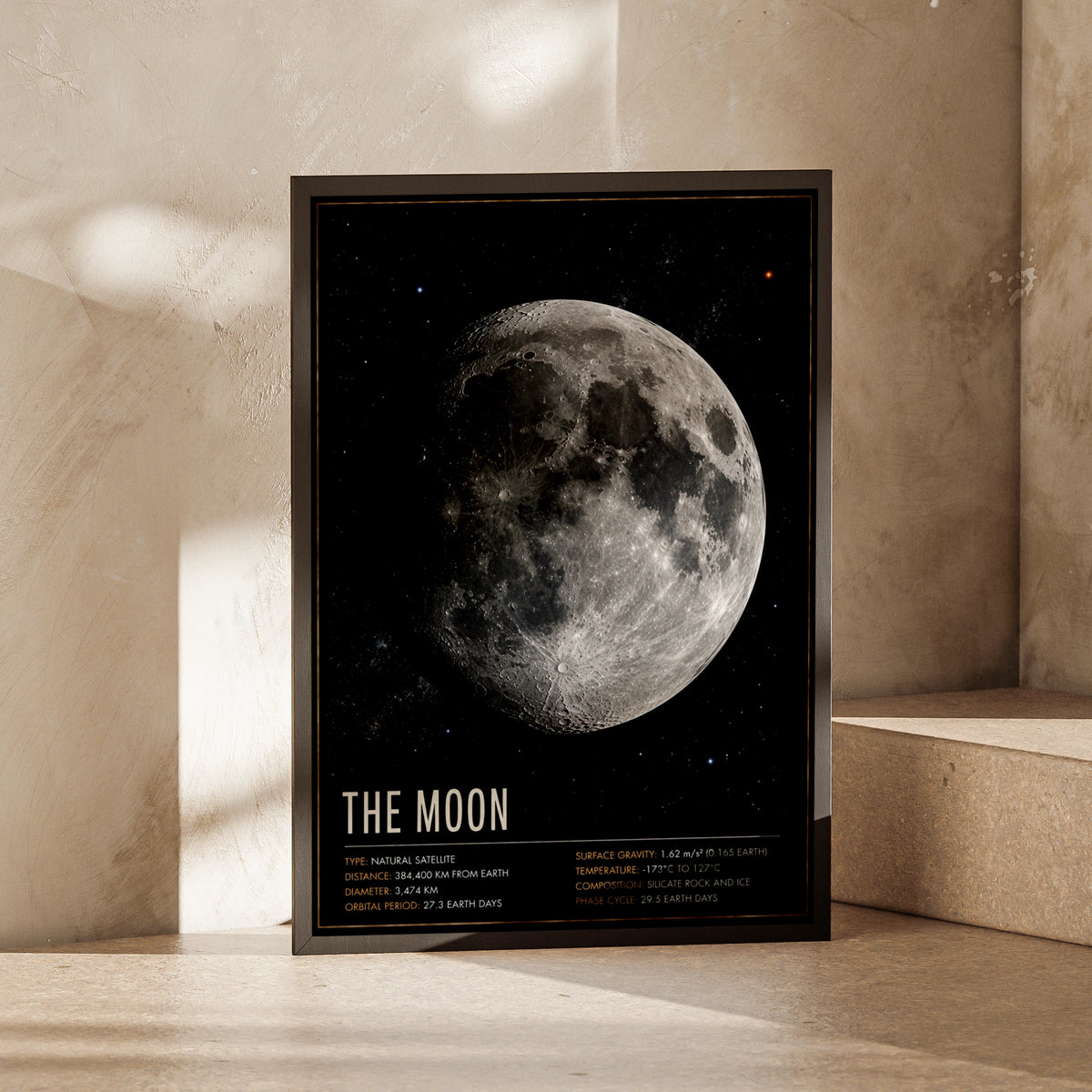 Moon Poster, Space Facts Wall Art, Astronomy Print, Solar System Decor