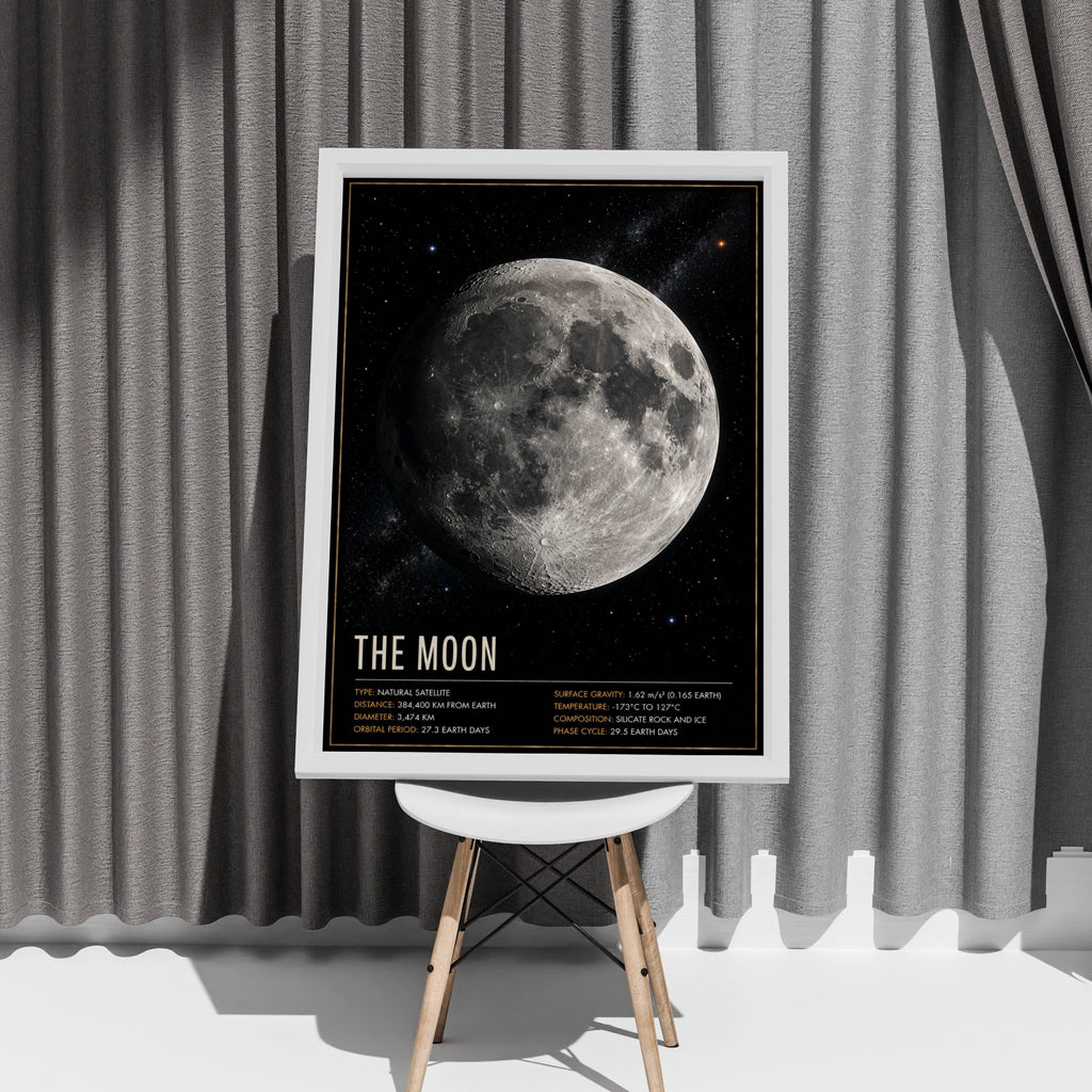 Moon Poster, Space Facts Wall Art, Astronomy Print, Solar System Decor