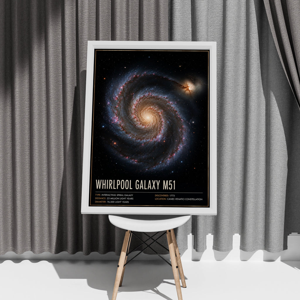 Whirlpool Galaxy M51 Poster, Space Art Print, Spiral Galaxy Wall Decor, Astronomy