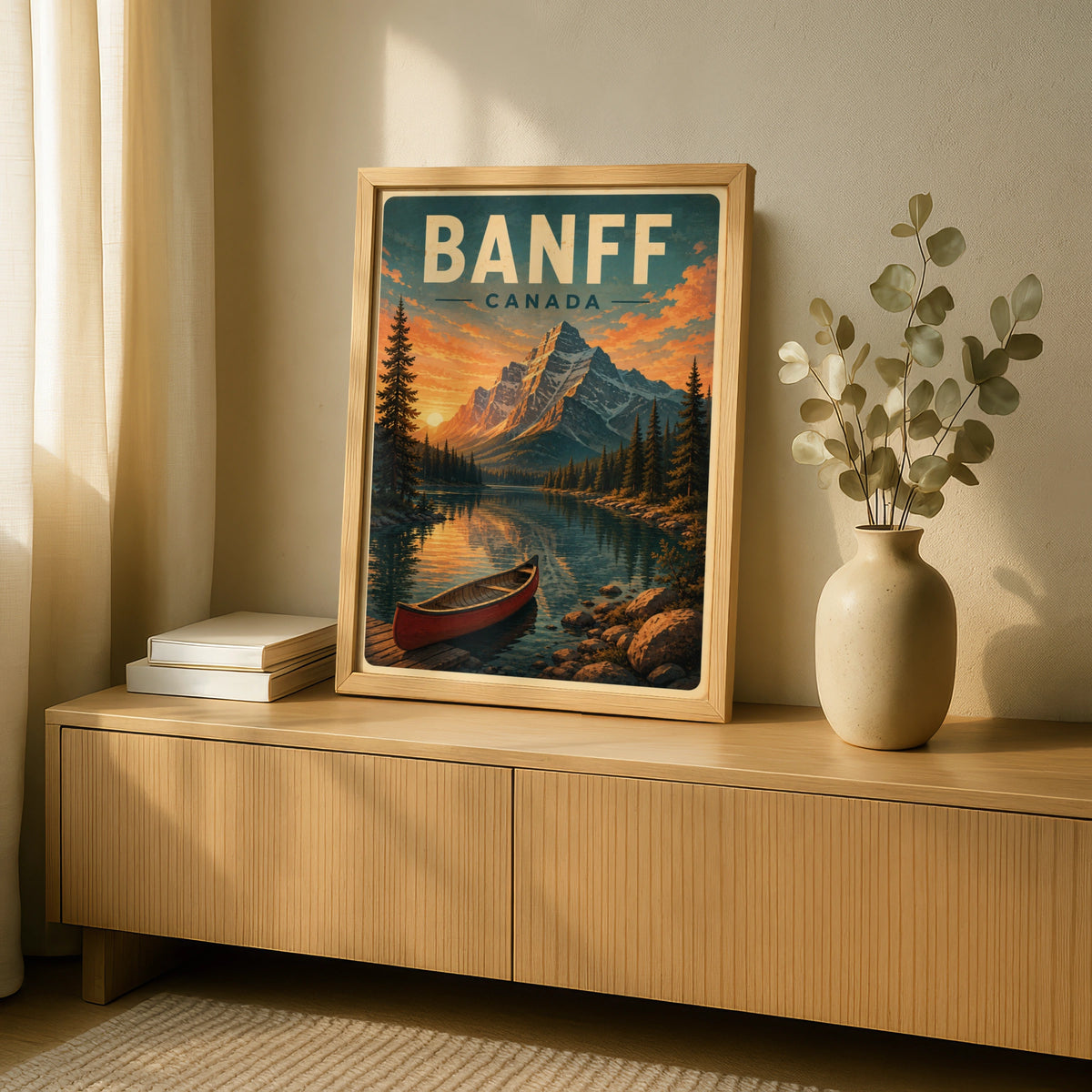 Banff Canada Vintage Travel Poster, Rocky Mountain Lake Print, Canadian National Park Wall Art