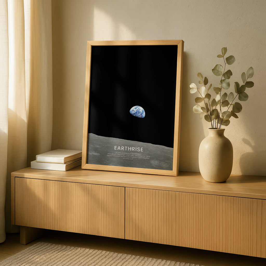 Earthrise Apollo 8 Space Poster, NASA Moon Photography Wall Art, Astronomy Print