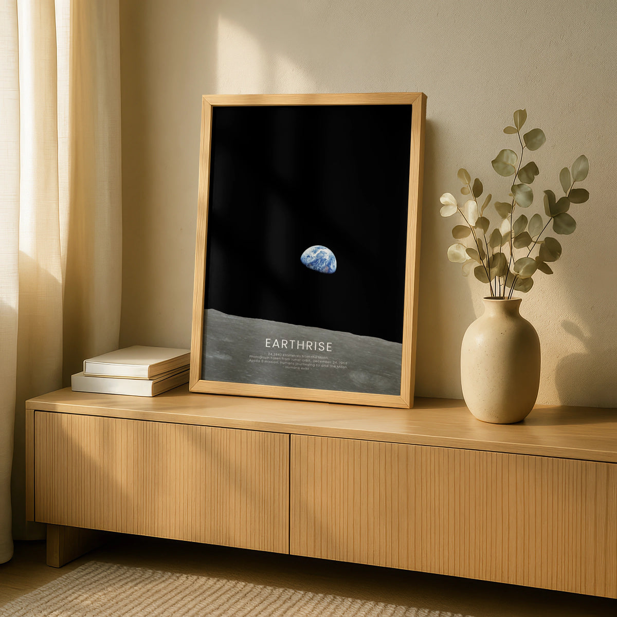 Earthrise Apollo 8 Space Poster, NASA Moon Photography Wall Art, Astronomy Print