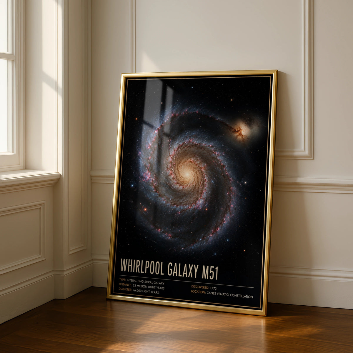 Whirlpool Galaxy M51 Poster, Space Art Print, Spiral Galaxy Wall Decor, Astronomy