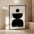 Abstract Shape Poster, Black Beige Minimalist Wall Art, Geometric Balance Print