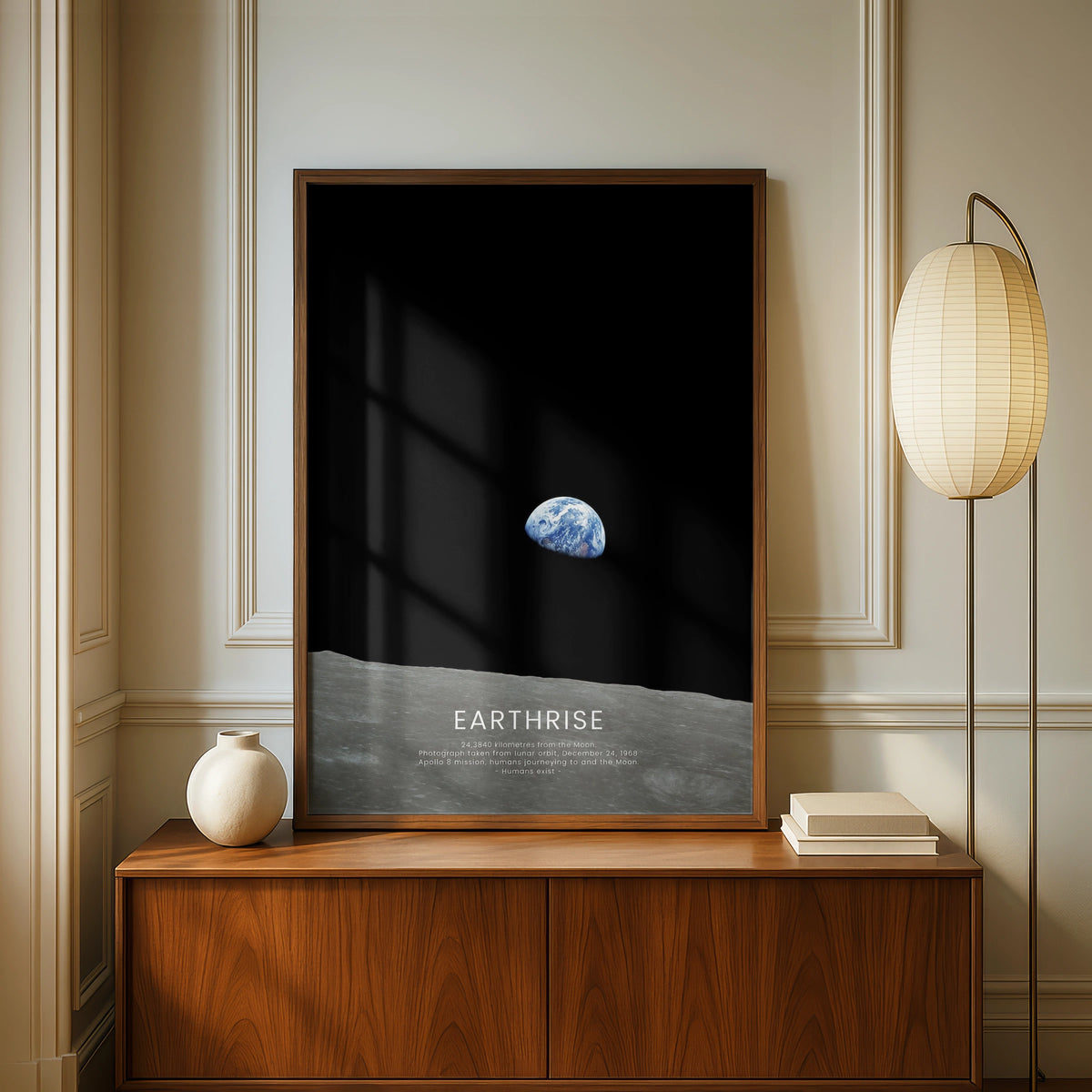 Earthrise Apollo 8 Space Poster, NASA Moon Photography Wall Art, Astronomy Print