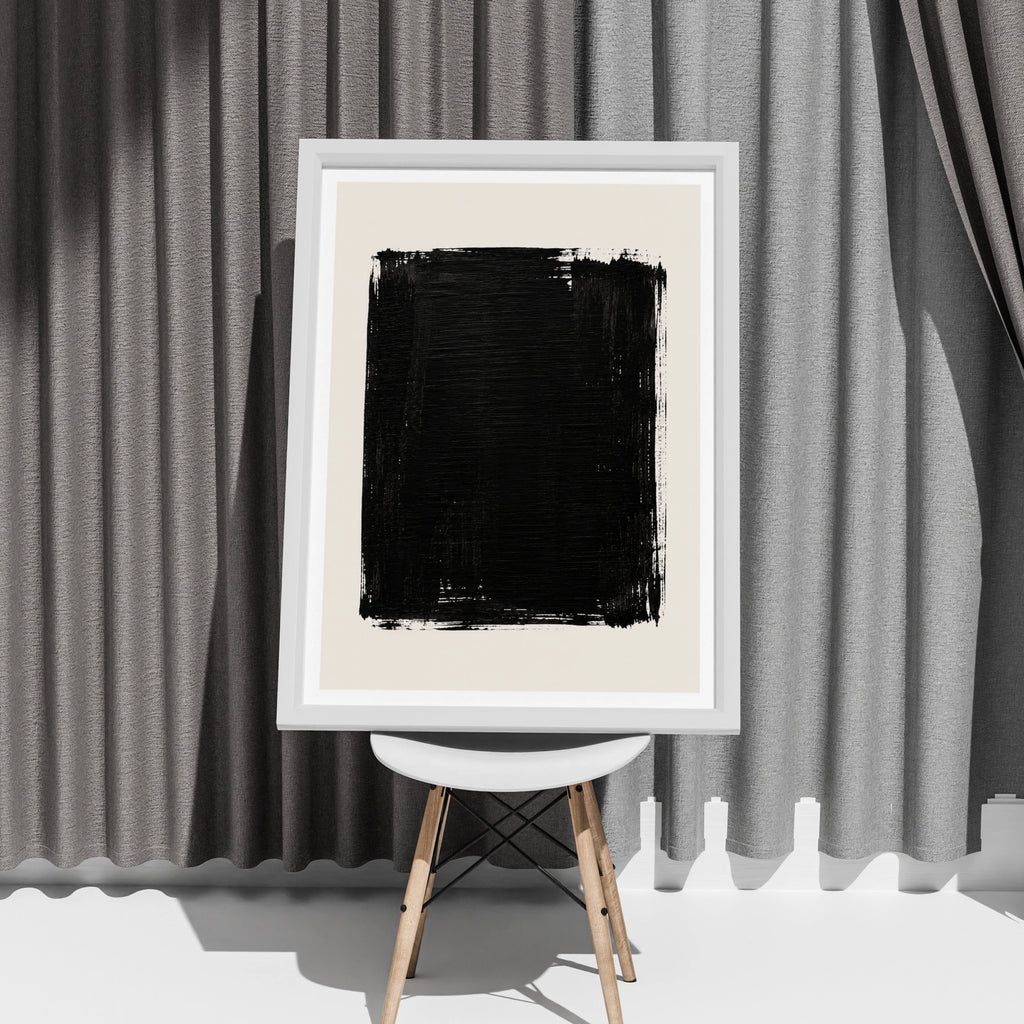 Black Abstract Brushstroke Poster, Minimalist Wall Art, Ink Square Print, Modern Decor