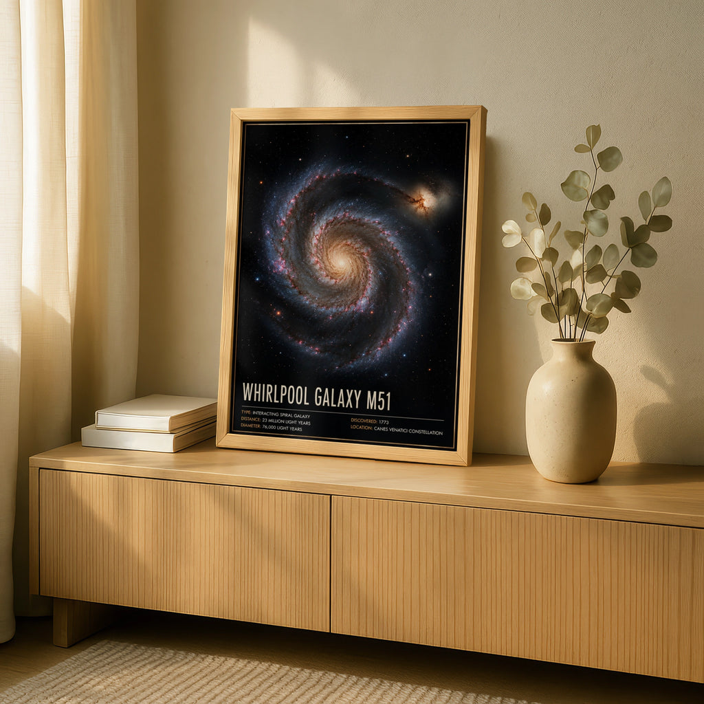 Whirlpool Galaxy M51 Poster, Space Art Print, Spiral Galaxy Wall Decor, Astronomy