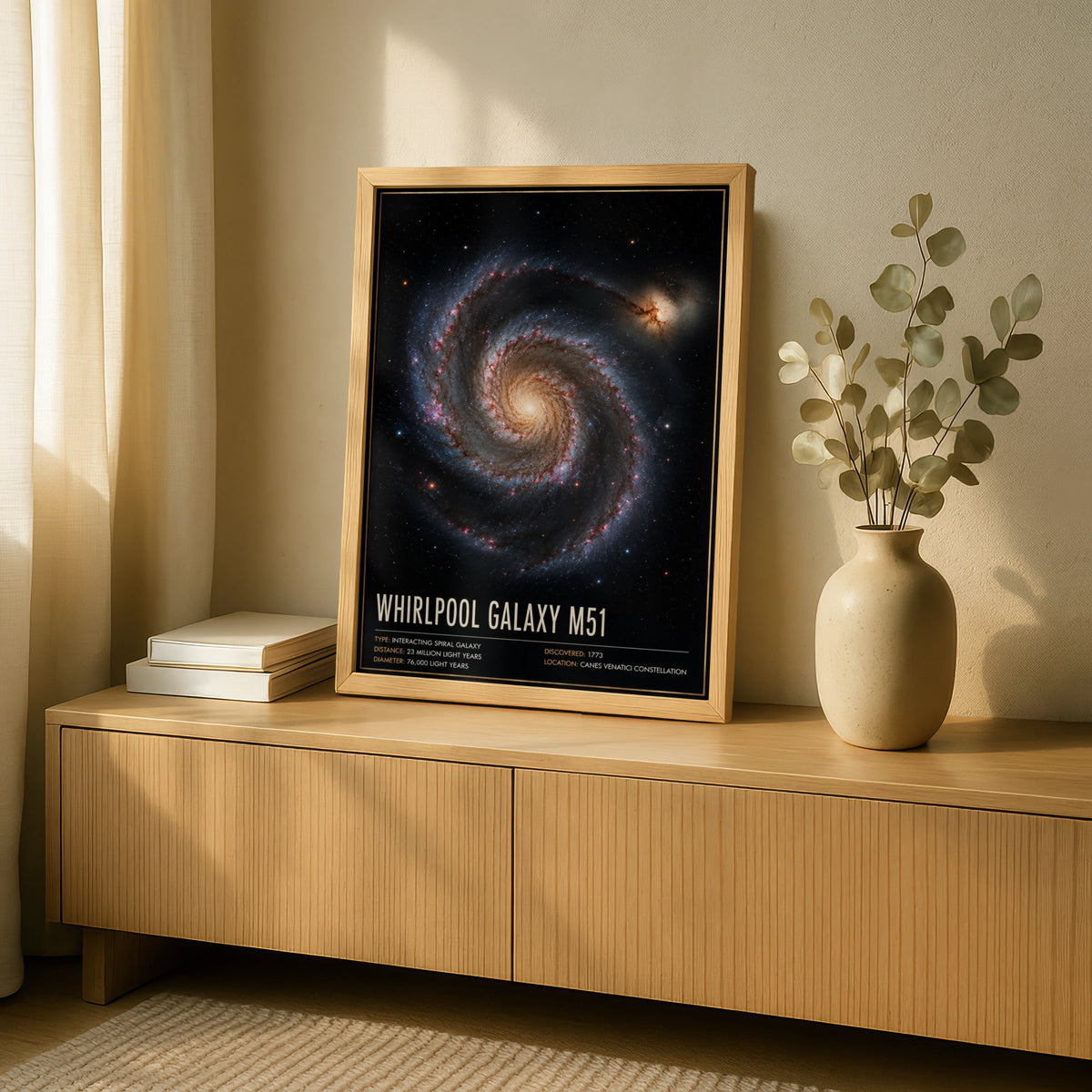 Whirlpool Galaxy M51 Poster, Space Art Print, Spiral Galaxy Wall Decor, Astronomy