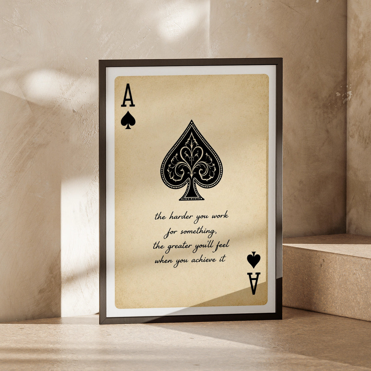 Ace of Spades Motivational Quote Poster, Vintage Playing Card Wall Art Print