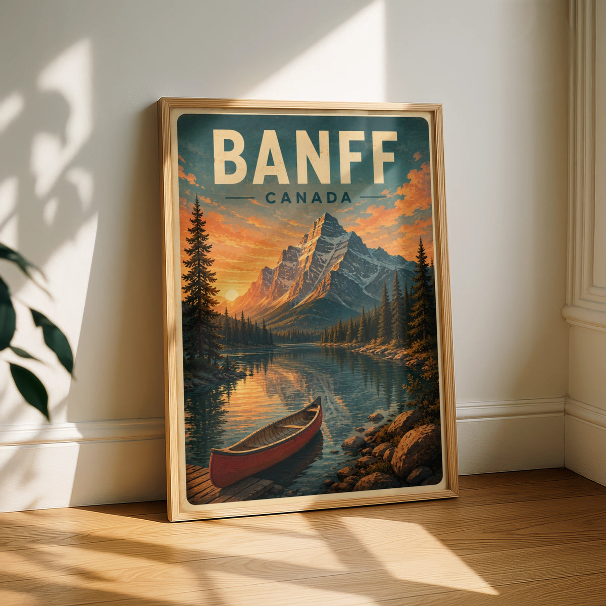 Banff Canada Vintage Travel Poster, Rocky Mountain Lake Print, Canadian National Park Wall Art